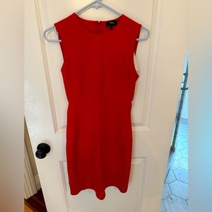 Theory sleeveless fitted dress in stretch scuba